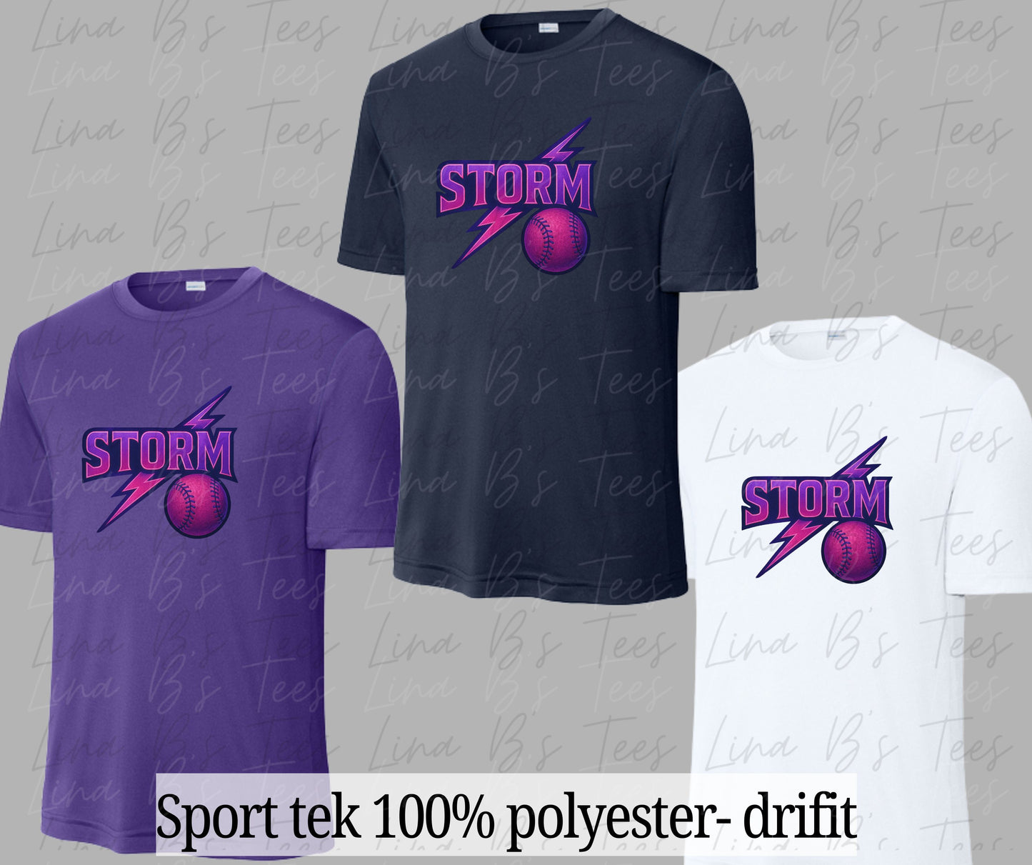 Storm Softball Sport Tek Drifit shirts- Lighting bolt logo