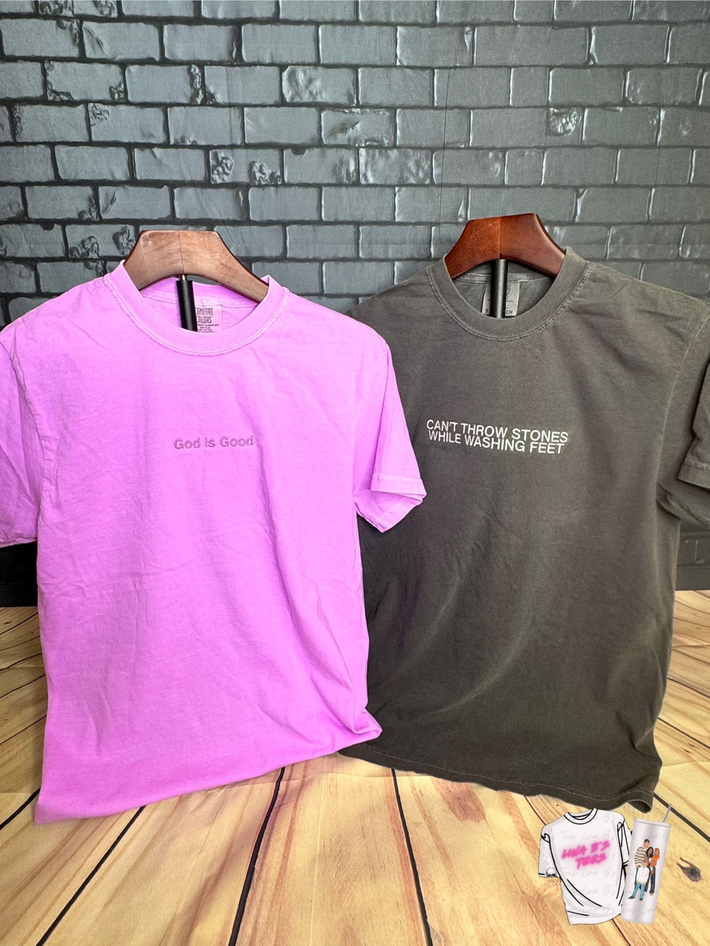 Religious comfort colors embroidered tee