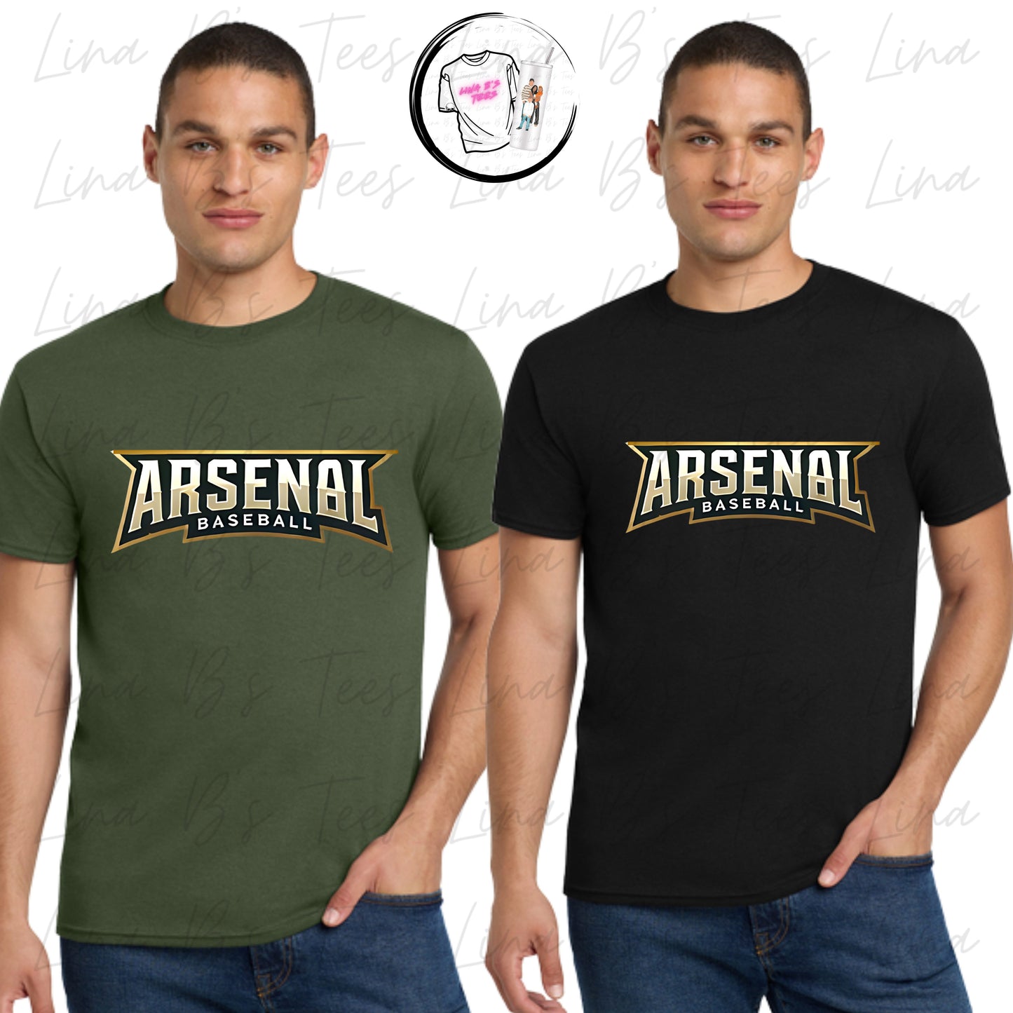 Arsenal Baseball 10U- Black & Military Green Logo 50/50 Shirts