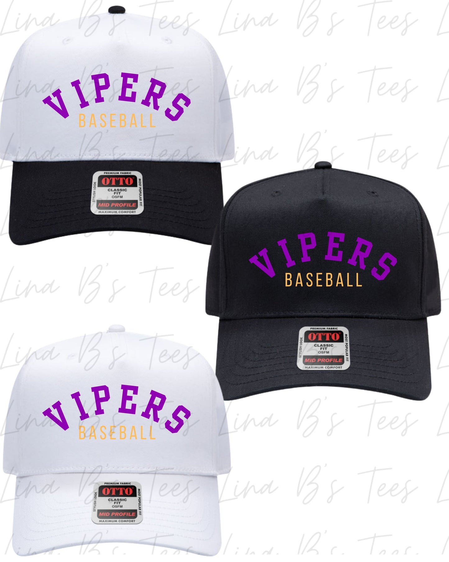 Vipers Baseball embroidered hat design1