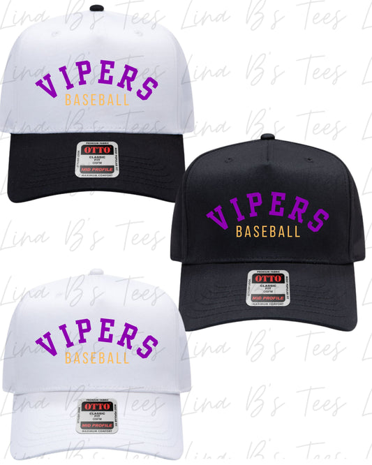 Vipers Baseball embroidered hat design1