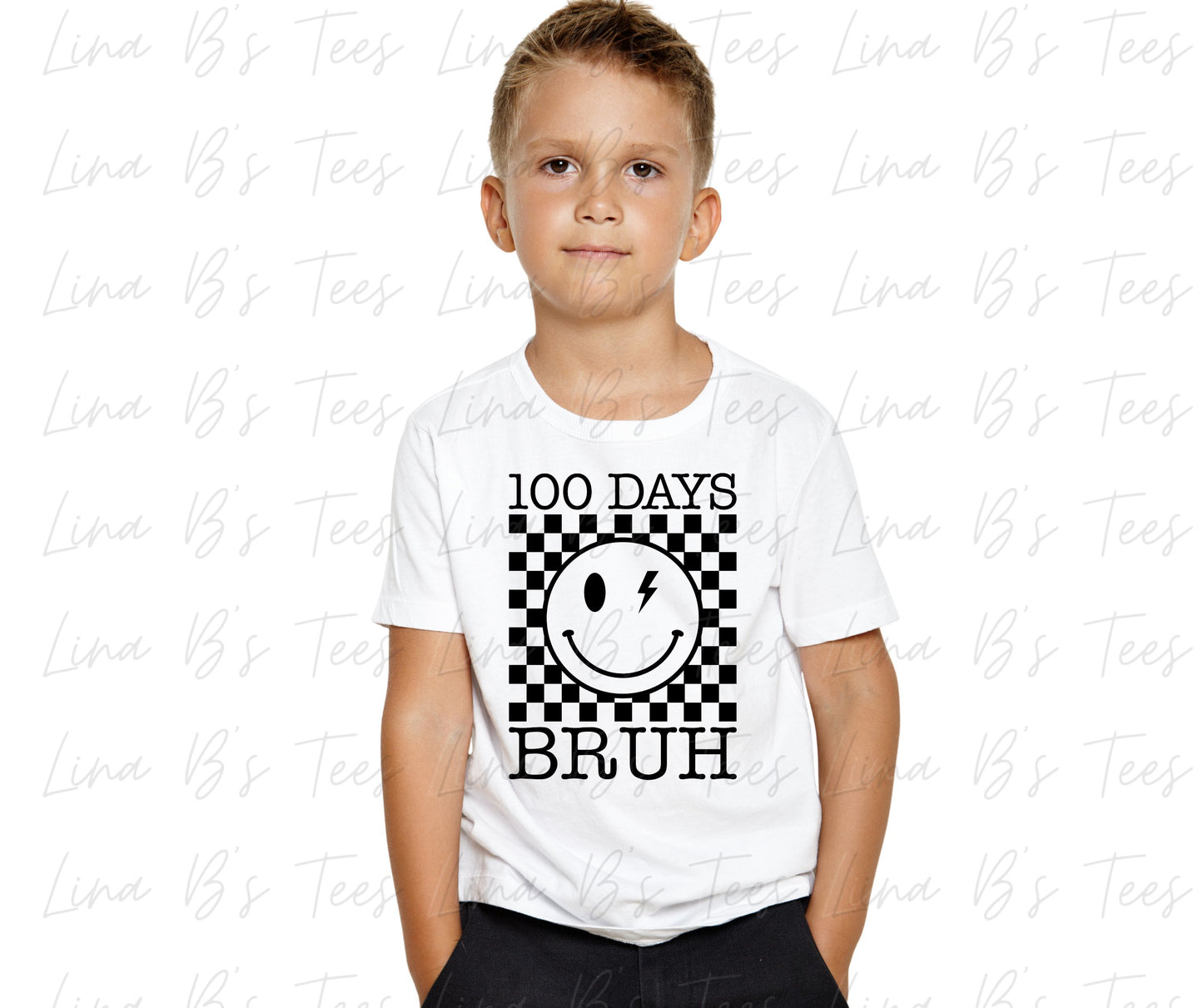 100 day of school Bruh- Checkered design