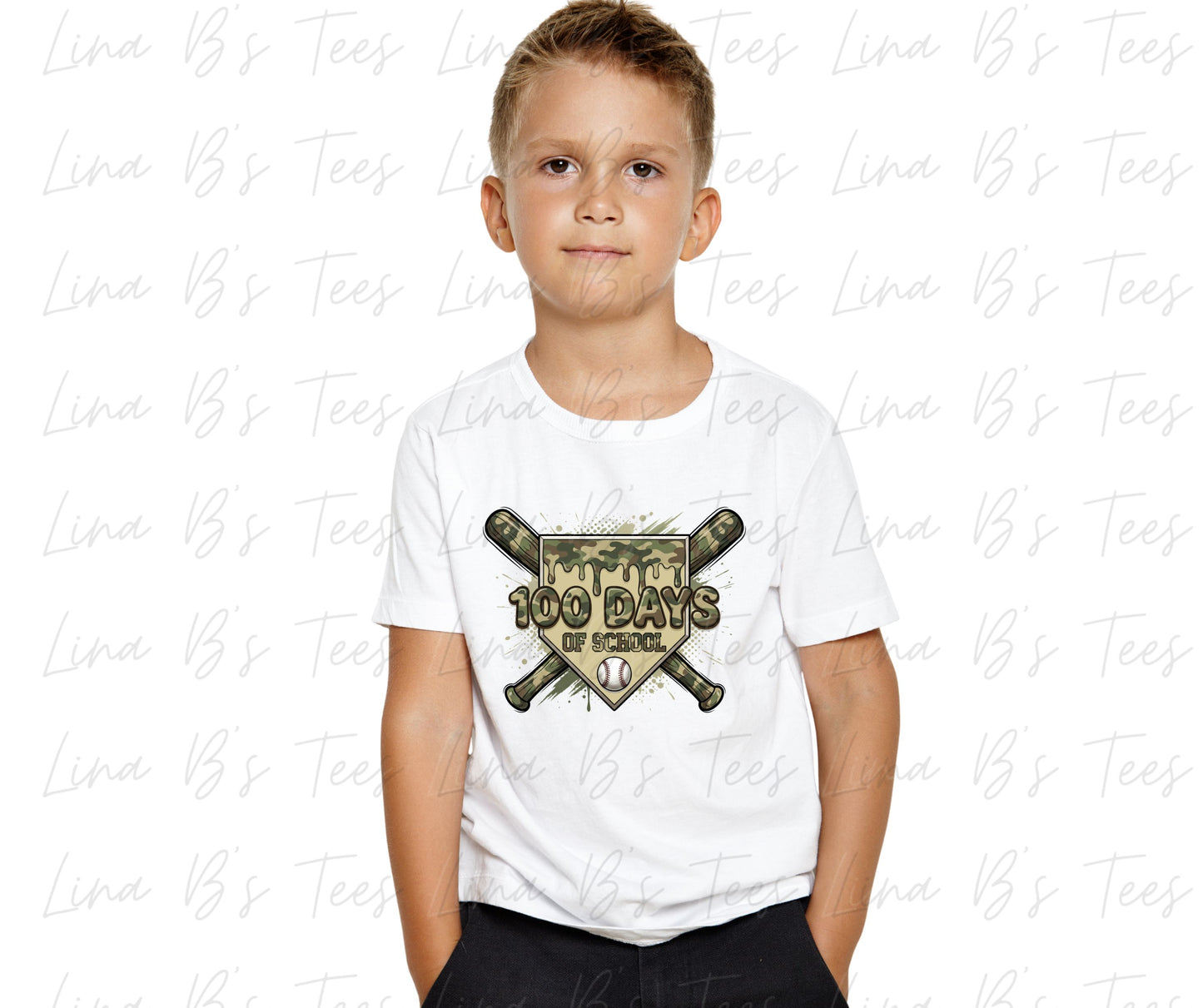 100 days of school baseball home plate - camo