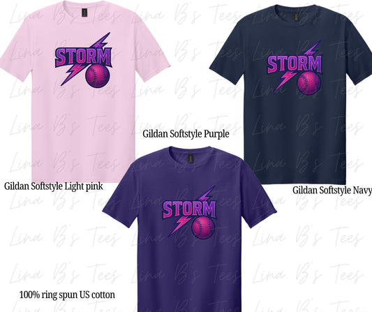 Storm Softball Gildan softstyle shirt- Lighting bolt