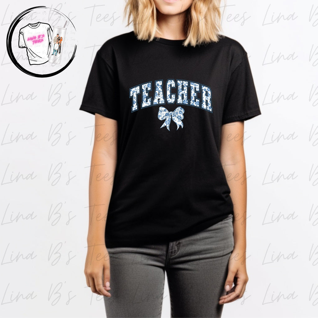 Teacher blue bow