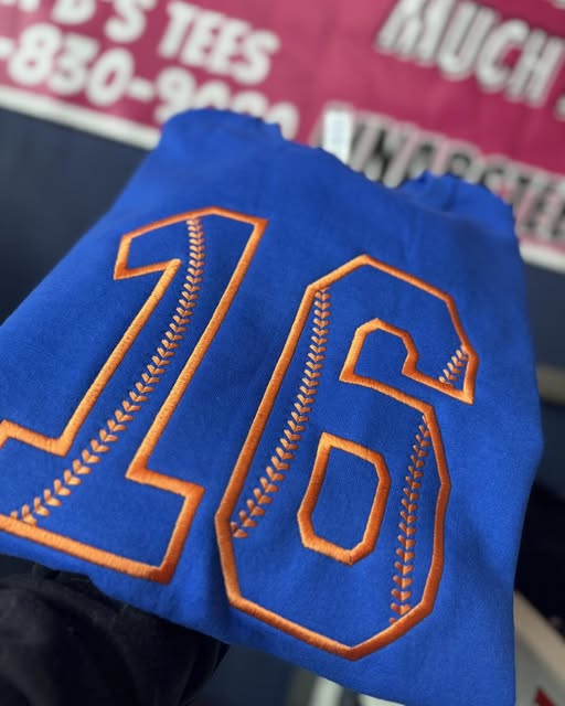 Embroidered Baseball Number design