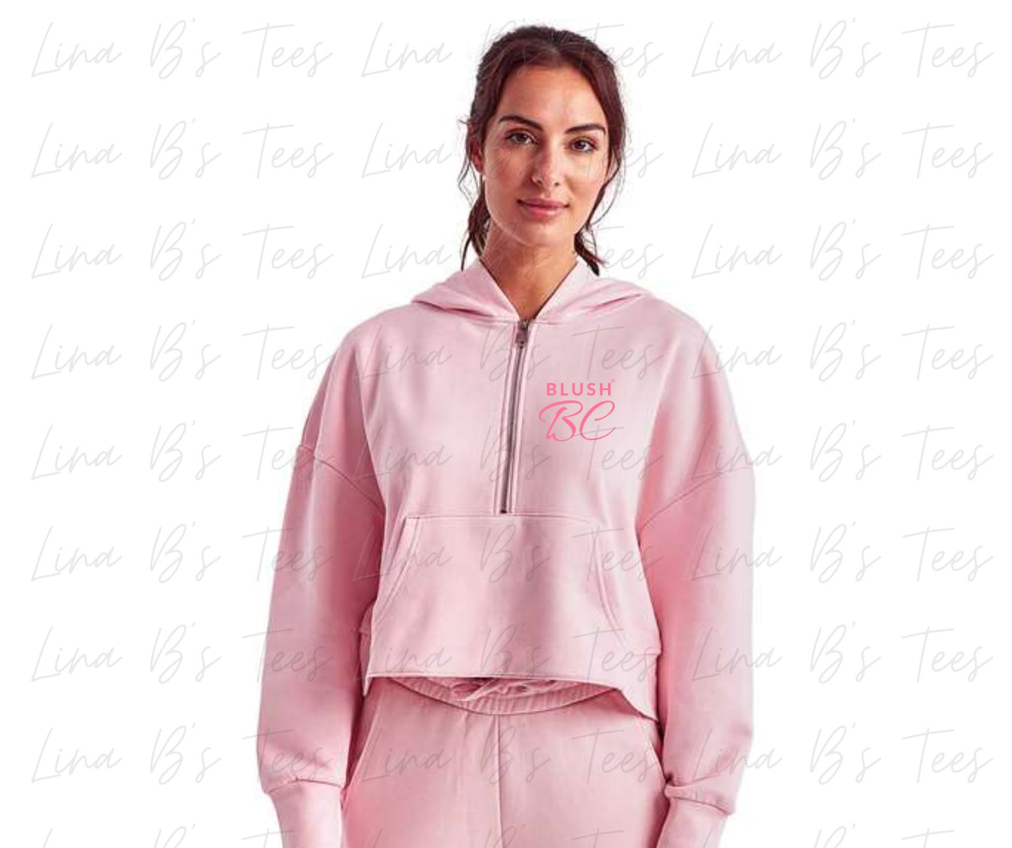 Blush Hooded half zip