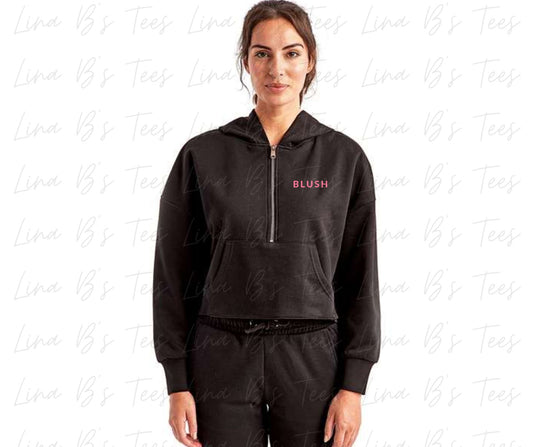 Blush Hooded half zip