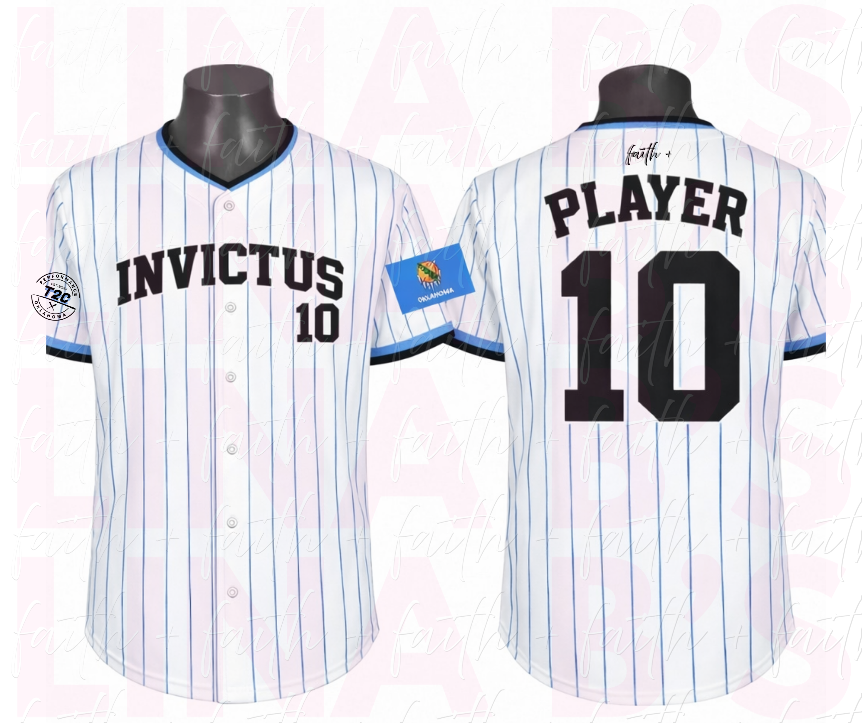 Faith+ Invictus full button up jersey- pinstripe – Lina B's Tees