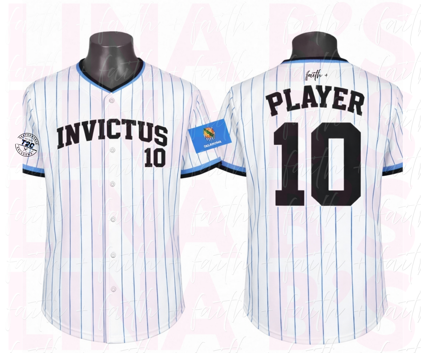 Invictus full button up jersey- pinstripe