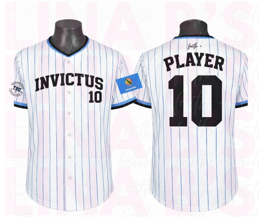 Invictus full button up jersey- pinstripe