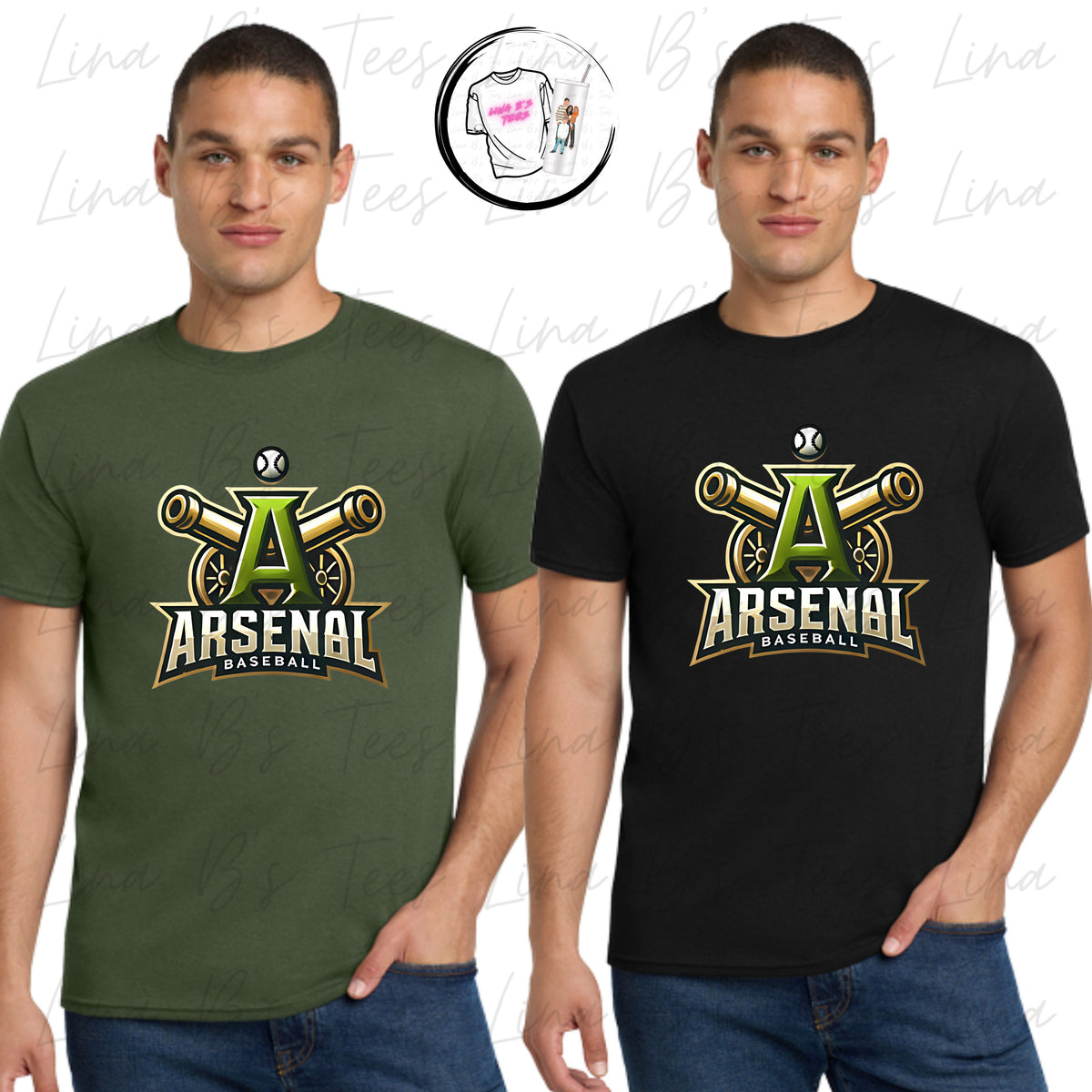 Arsenal Baseball 10U- Black & Military Green Logo 50/50 Shirts