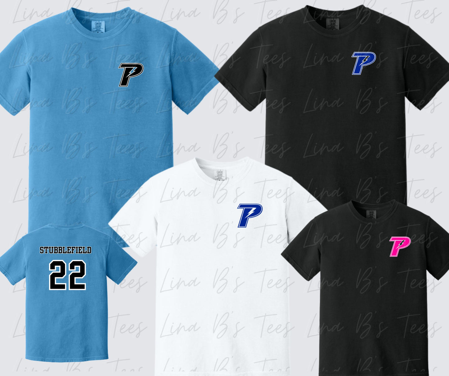 Piedmont Lightning- Small Logo Comfort Colors Shirt