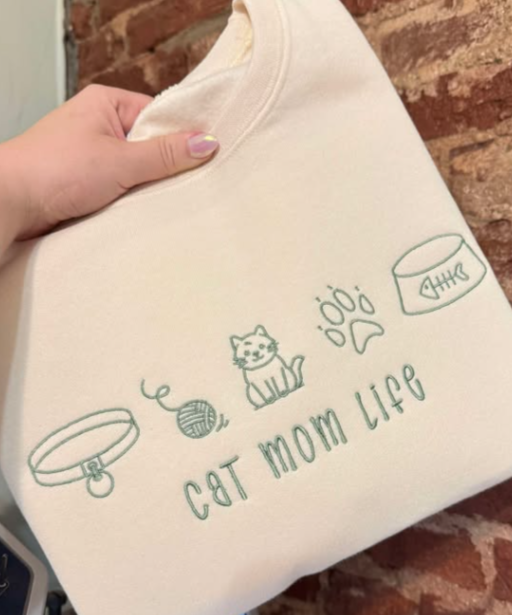 Cat mom embroidered sweatshirt