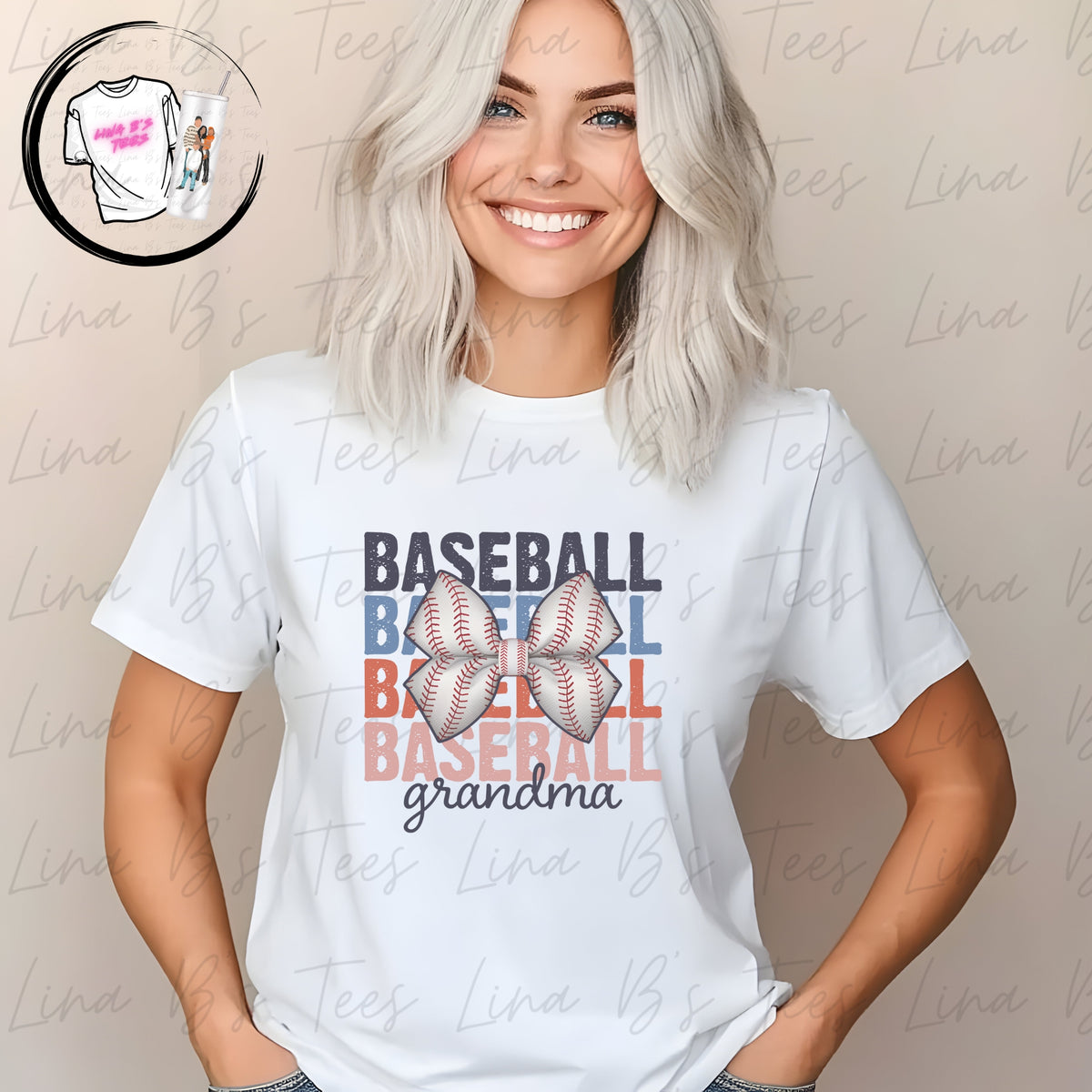 Baseball Grandma Bow