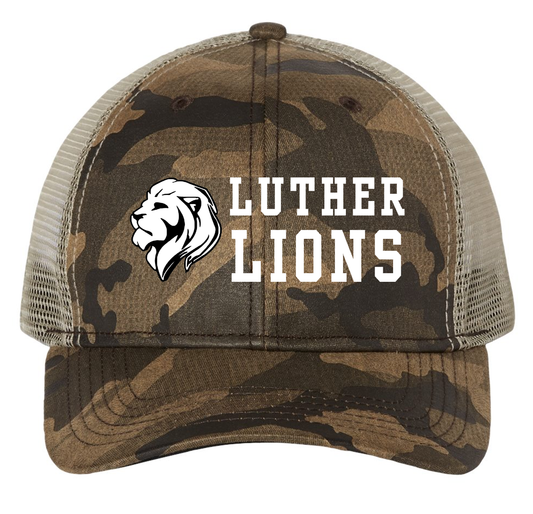 Luther Lions Embroidery Camo Hat